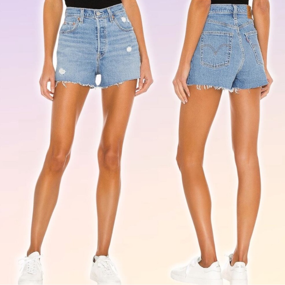 LEVI'S Premium Ribcage Denim Short Sz 24 Tango Beach